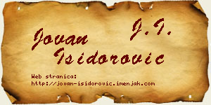 Jovan Isidorović vizit kartica